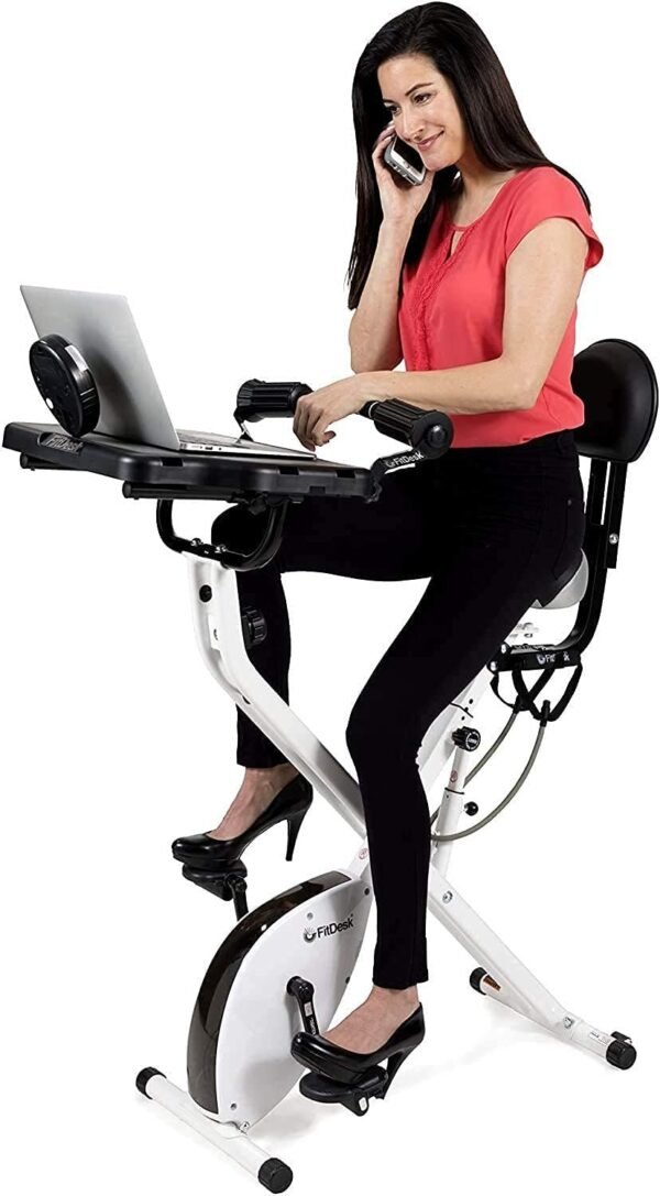 FitDesk Bike Desk 3.0 - Adjustable Height Standing Desk Exercise Bike, Built-in Tablet Holder, Lightweight Stationary Laptop Table for Home Office, Supports Up to 300 lbs, Ideal for Home Workouts - Image 8