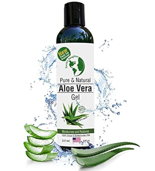 Earth's Daughter Organic Aloe Vera from 100% Pure and Natural Cold Pressed Aloe with 8 oz Disc Top Dispenser - Great for Face - Hair - Sunburn - Dry Skin - Image 2
