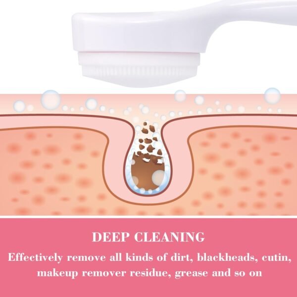 2 Pack Silicone Manual Facial Cleansing Brush, Skin Friendly Waterproof Face Cleaning Scrubber Exfoliator Cleanser for Blackheads Whiteheads Makeup Residues Removal- White - Image 6