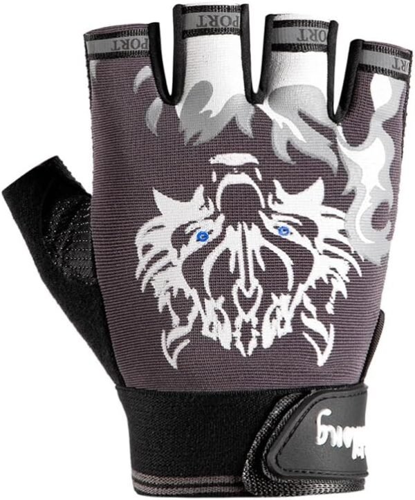 Workout Gloves for Men and Women, Wolf Head Half-Finger Riding Gloves: Non-Slip, Sun-Protective & Breathable for Summer Sports - Image 2