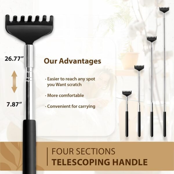 Head Massager 20 Fingers Scalp Massager Head Scratcher, Back Massager Back Scratcher, Stocking Stuffers for Head Massage and Back Massage 2 Pack (Black) - Image 7