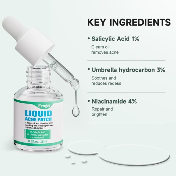 Acne Spot Treatment Serum for Face, with 2% Salicylic Acid & 4% Niacinamide Face Serum, Liquid Pimple Patch for Acne Prone Skin, Soothing Redness, Clearing Oil Skin Care for Teens & Adults - Image 5