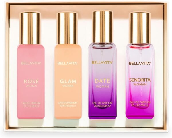 Bella Vita Eau De Parfum Set for Women (4x20 mL) with Date, Senorita, Glam, Rose | Vanilla, Floral, Sweet, Musk | Perfect for trials, gifting, or blending to craft your unique fragrance - Image 8