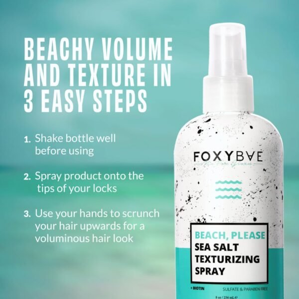 FoxyBae Sea Salt Spray for Hair - with Biotin - Texture, Texturizing, Volumizing, Thickening - for Men & Women - 8 Fl Oz - Image 7