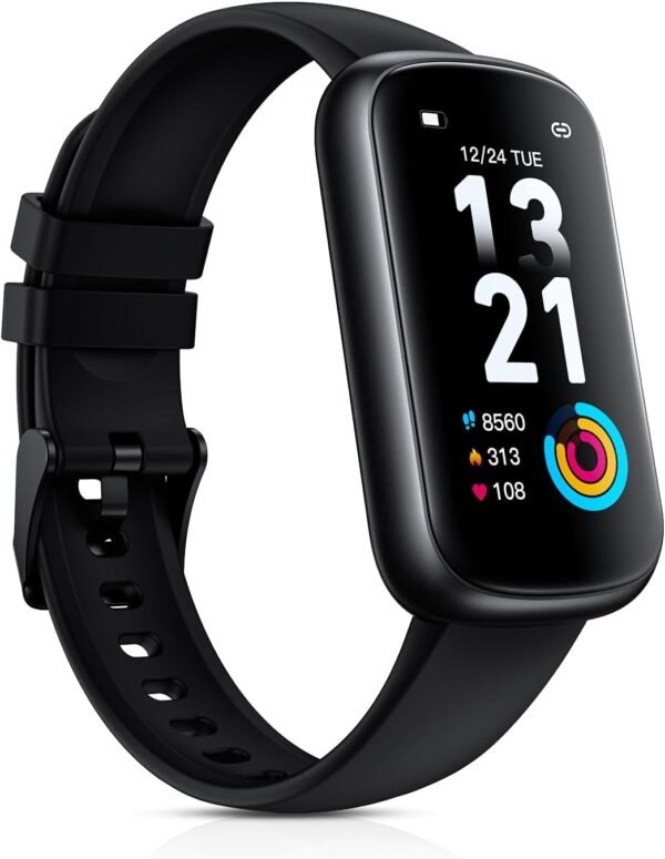 Fitness Tracker Smart Watch, 1.47" Full Touch Health Tracker with 24/7 Heart Rate & Blood Oxygen Monitor, Sleep Tracker, 3ATM Waterproof Step Tracker Activity Tracker for Women Men, Deep Black - Image 2