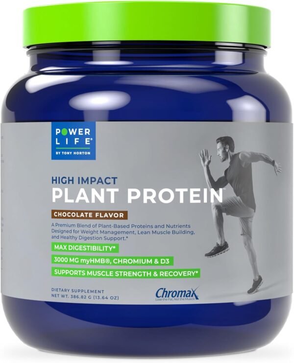 POWERLIFE Tony Horton High Impact Plant Protein Powder with 3000 MG of HMB, Plant-Based, No Sugar Added, Vegan, Keto Friendly, Non-GMO (Chocolate - New Formula) - Image 2