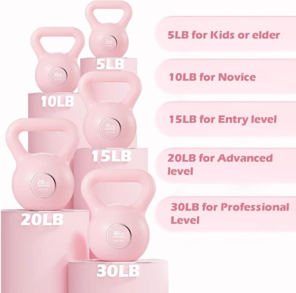 KHTO Kettlebells Fitness Exercise-Pink Strength Training Kettlebell Sets,Dumbbell Weights for Home Gym Equipment - Image 3