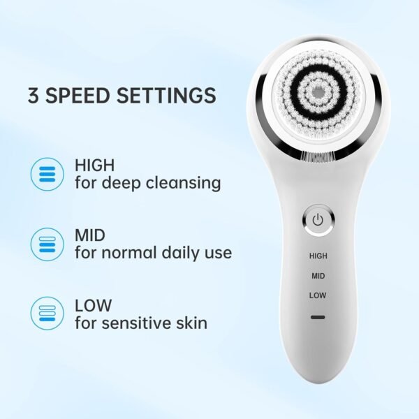Facial Cleansing Brush Sonic Facial Brush Skin Cleansing Electric Face Scrubber Exfoliator by Hangsun SC200 with 3 Brush Heads, 3 Speed Modes Rechargeable for Exfoliating, Massaging and Deep Cleansing - Image 3