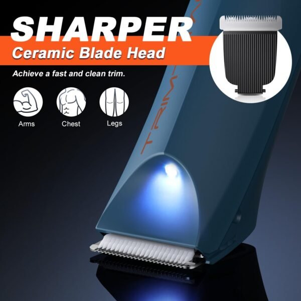 Body Hair Trimmer for Men with Storage Bag, 2-in-1 Groin Hair Trimmer & Body Groomer Ball Shaver Electric Razor for Men Pubic Hair with 2 Replaceable Ceramic Blades, Gifts for Him Husband - Image 4