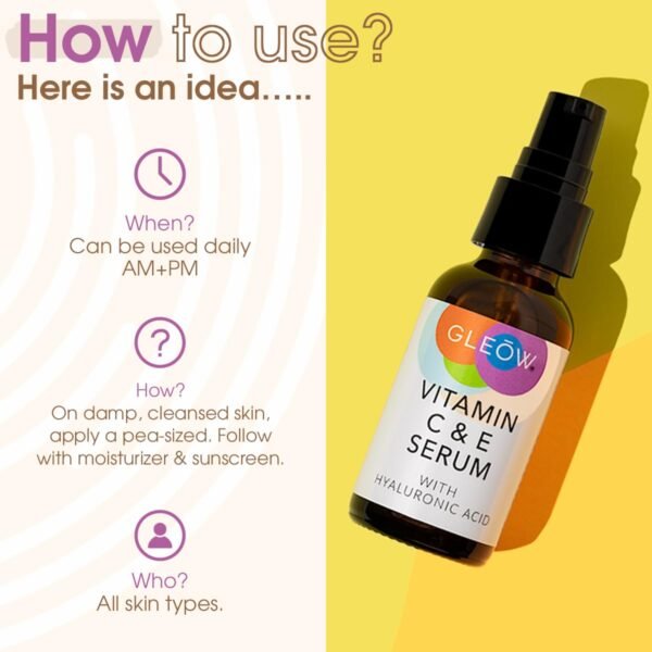 Vitamin C Face Serum, Hydrating Vitamin C Serum for Face with Hyaluronic Acid, Suitable For All Skin Types, Targets the Appearance of Dull Spots 2oz - Image 5