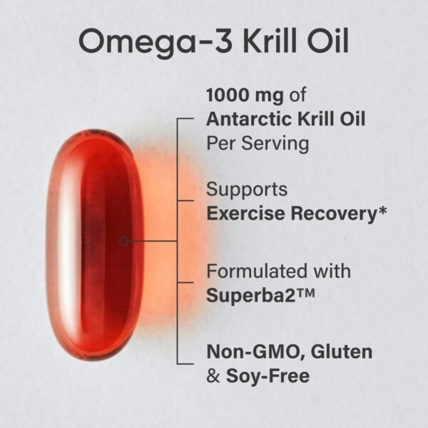 Sports Research Antarctic Krill Oil Omega 3 Softgels 1000mg (Double Strength) with Phospholipids, Choline & Astaxanthin - Sustainably Sourced, Non-GMO Verified & Gluten Free - 60 Capsules - Image 3
