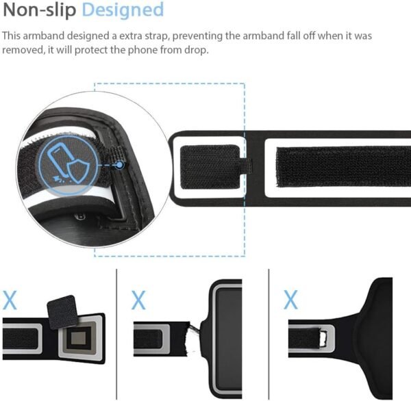Galaxy S24 Ultra, S23 Ultra, S22 Ultra, S21 Ultra Armband, JEMACHE Gym Workouts Running Arm Band for Samsung Galaxy S20/S21/S22/S23/S24 Ultra 5G (Black) - Image 5
