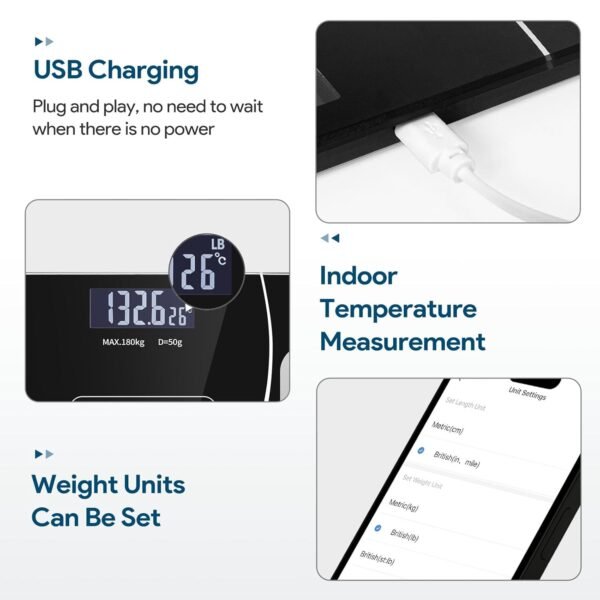 Smart Body Fat Scale with Led Display - Digital Bathroom Scale with Bluetooth, Accurate Body Composition Measurement, Muscle Mass, BMI, and Body Water Analysis - Image 8