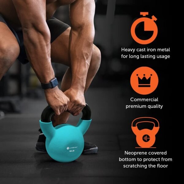 GYMENIST Kettlebell Fitness Iron Weights with Neoprene Coating Around The Bottom Half of The Metal Kettle Bell - Image 6