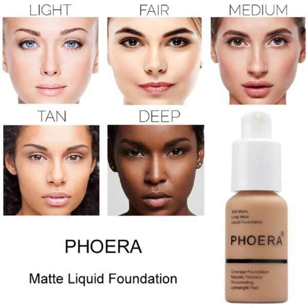 2 Pack PHOERA Foundation 105# Sand and 106#Warm Sun,Soft Matte Oil Control Liquid Foundation. - Image 3