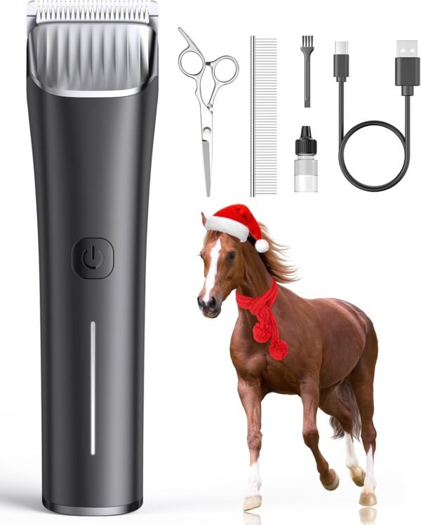 oneisall Horse Clippers,Low Noise Horse Trimmer Shaver Kit for Matted Long Hair,2 Speed Cordless Grooming Clippers for Horse - Image 2