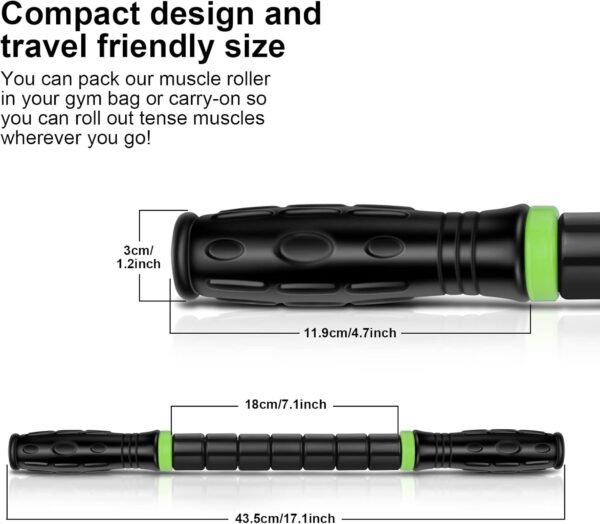 iGreely Premium Muscle Roller The Ultimate Massage Roller Stick 17 Inches Recommended by Physical Therapists Promotes Recovery Fast Relief for Cramps Soreness Tight Muscles Black - Image 3