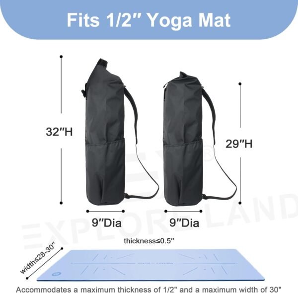 Explore Land Oxford Yoga Mat Storage Bag with Breathable Mesh Window and Large Pocket - Image 3