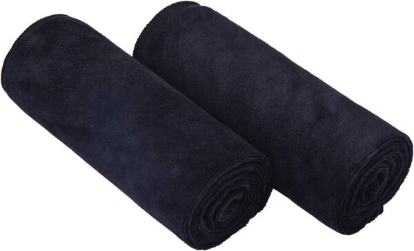 Home Gyms Towel for Men Women Microfiber Gym Towels Cycling Workout Sweat Towel Set Quick Dry Exercise Sports Travel Towel Fast Drying 2-Pack (Black x2) - Image 2