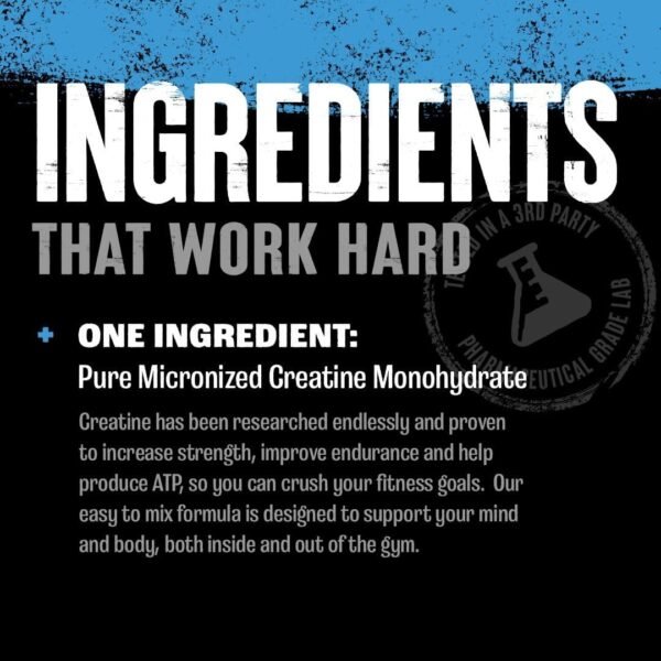 Animal Micronized Creatine Monohydrate Powder - Delays Muscle Fatigue, Supports Muscle Growth, Endurance, ATP Production, Cognitive Function, Strength, and Recovery for Men & Women - Unflavored, 300g - Image 3