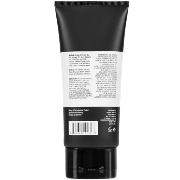 Anthony Deep Pore Cleansing Clay, 3 Fl Oz, Contains Kaolin and Bentonite Clays, Apricot Oil, Calendula, Vitamins A, C, and E, Removes Dirt, Sweat, and Oil While Deep Cleansing and Exfoliating Skin - Image 6
