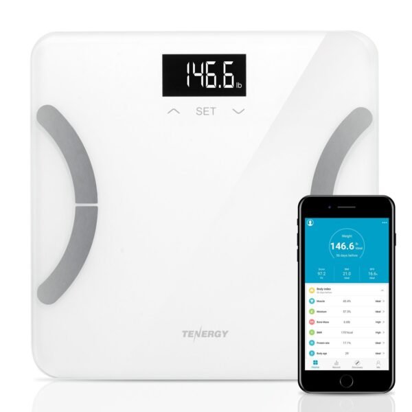 Tenergy Vitalis Body Fat Scale Digital Weight Bluetooth Connected APP Scale, High Precision BMI Scale with Large Easy Read Backlit LCD, Body Scale, Max Weight 400 Pounds, Compatible with iOS/Android - Image 2