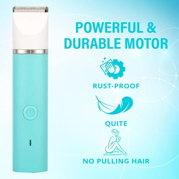 Bikini Trimmer for Women Pubic Hair: Eletctric Razors for Women - Rechargeable Eletctric Shaver for Women - Painless Bikini Trimmer Waterproof IPX7 for Body Hair Tiffany Blue - Image 8