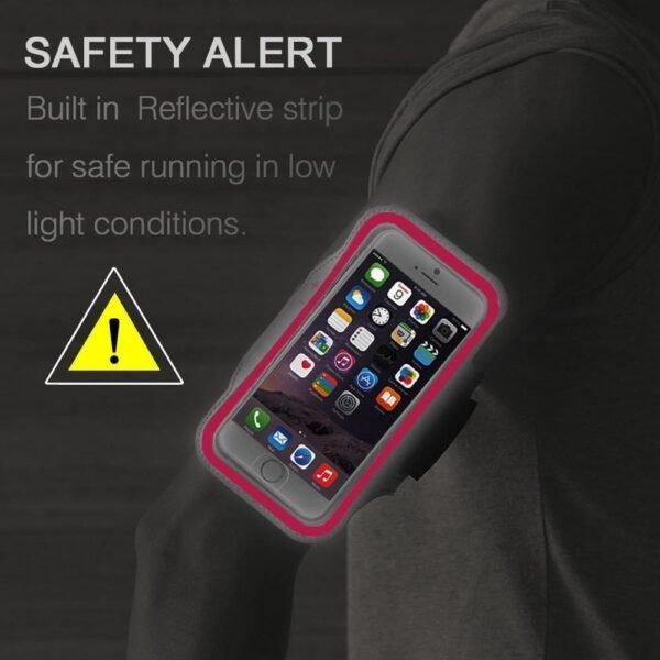 iPhone 6 7 8 SE 2020/2022 Armband, JEMACHE Fingerprint Touch Supported Gym Running Workout Arm Band for iPhone 6/6S/7/8/SE 2nd & 3rd gen with Key Holder (Rosy) - Image 8