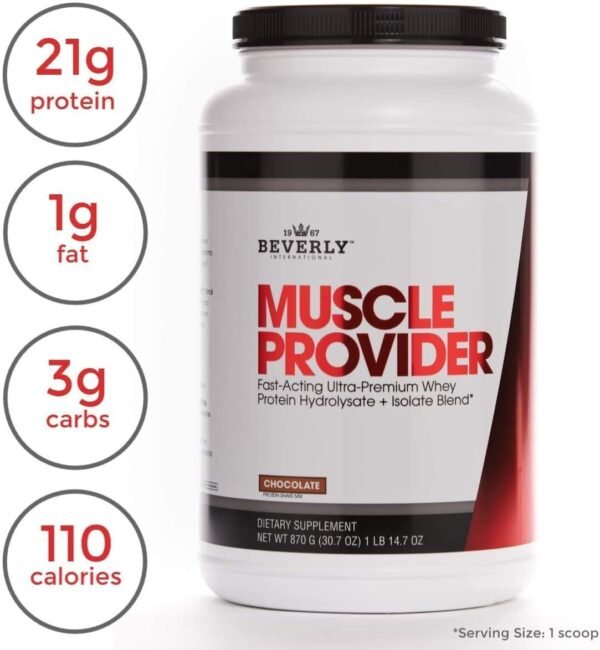 Beverly International Muscle Provider, 30 Servings, Chocolate. Super-Fast-Absorbing Whey Protein Powder for Recovery, Lean Muscle. Fills Your Muscles, not Your Stomach. Tastes Like ice Cream - Image 7