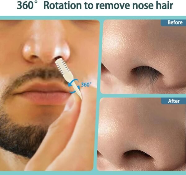 Nasal Hair Cutter, Double Sided Nose Hair Knife, 360° Nostril Hair Remover Tool, Nose Hair Trimmer for Men Women, with Soft Cleaning Brush - Image 3