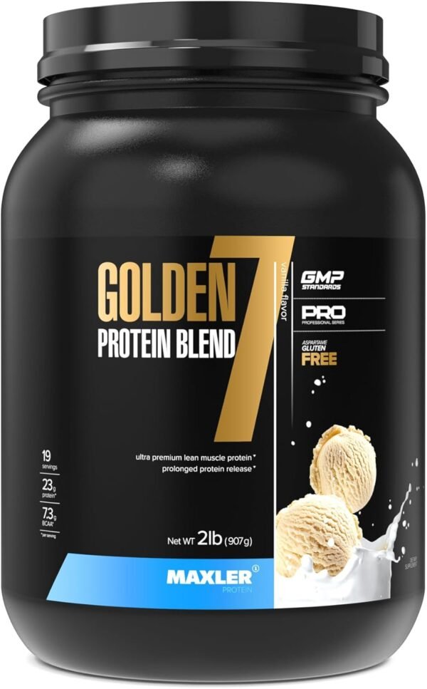 Maxler Golden 7 Protein Blend - Protein Powder for Muscle Gain & Recovery - Vanilla Protein Powder 2 lb - Image 2
