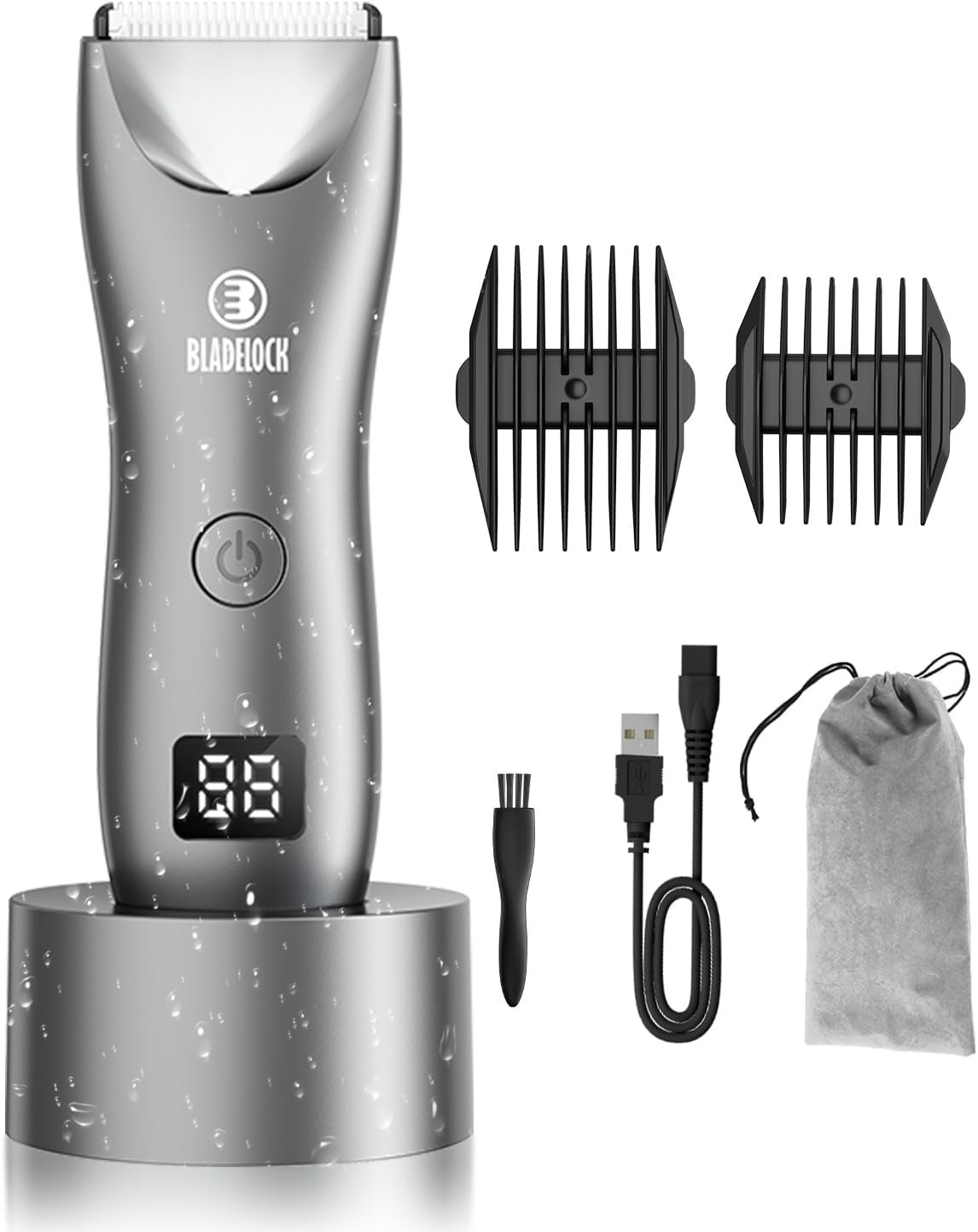 ENSSU Body Hair Trimmer for Men with Light, No Nicks Ball Trimmer Men Waterproof, Pubic Groin Hair Trimmer for Men Rechargeable Body Groomer with Standing Recharge Dock,LED Display - Image 2