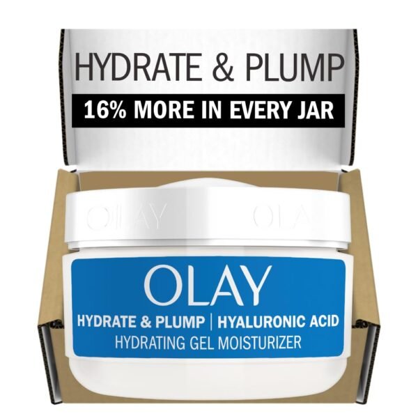 Olay Plump & Hydrate Hyaluronic Gel Face Moisturizer, 2 oz Fragrance Free Hydrating Gel Moisturizer for Dry Skin with Hyaluronic Acid and Niacinamide, Recyclable Eco Jar Packaging - Image 2