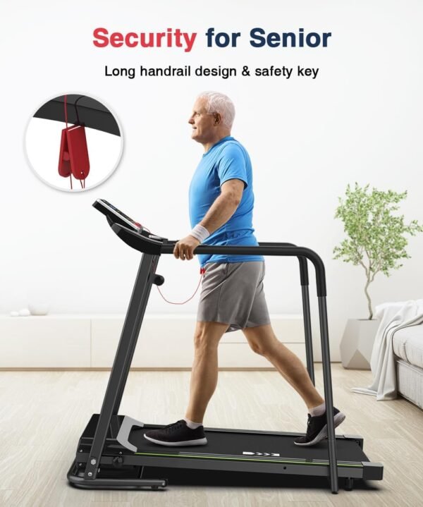 Redliro Walking Treadmill with Long Handrail for Balance, Recovery Fitness Exercise Machine Foldable for Home use with Holder for Phone & Cup,LCD Display, 300 lbs Capacity - Image 3