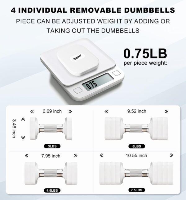 15LBS Adjustable Dumbbell Set, 4 in 1 Free Weights Dumbbells Set for Women Men Hand Weights Set Adjust Dumbbell Weight Set for Home Gym Exercise Workout Strength Training Equipments - Image 6