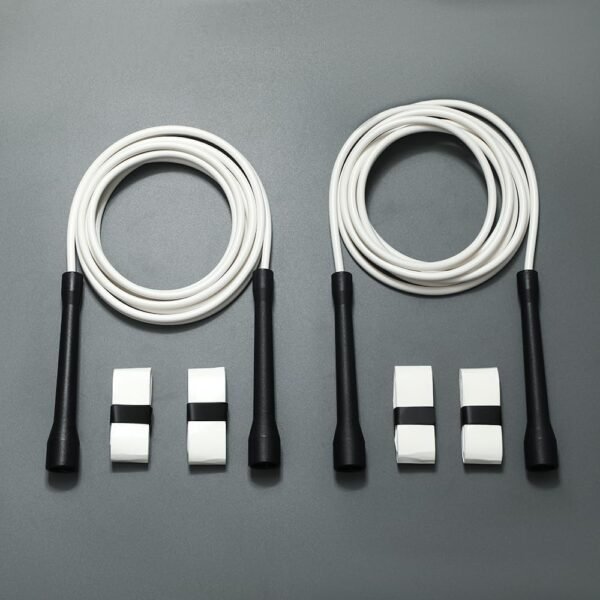 | White PVC Jump Ropes for Fitness 5MM | w/Unbreakable ABS Handles/Indoor/Outdoor Adjustable Speed Jump Rope | Skipping Rope for Men & Women & Boxing Jump Rope - Image 2