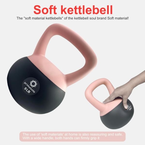 Primasole Soft Kettlebell - Anti-Slip Grip, Neoprene Material, Light Gray or Light Blue, Home Workout Kettlebell Weights for Strength Training - Image 3