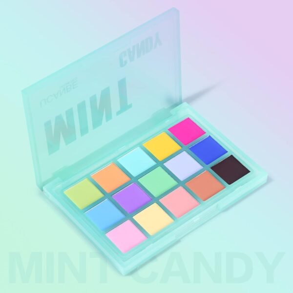 UCANBE Colorful Matte Makeup Eyeshadow Palette, 15 Shades Vibrant MACARON Pastel Eye Shadow Pallet, High Pigmented Blendable Rainbow Make Up Plattet Kit - Mint Candy - Image 8