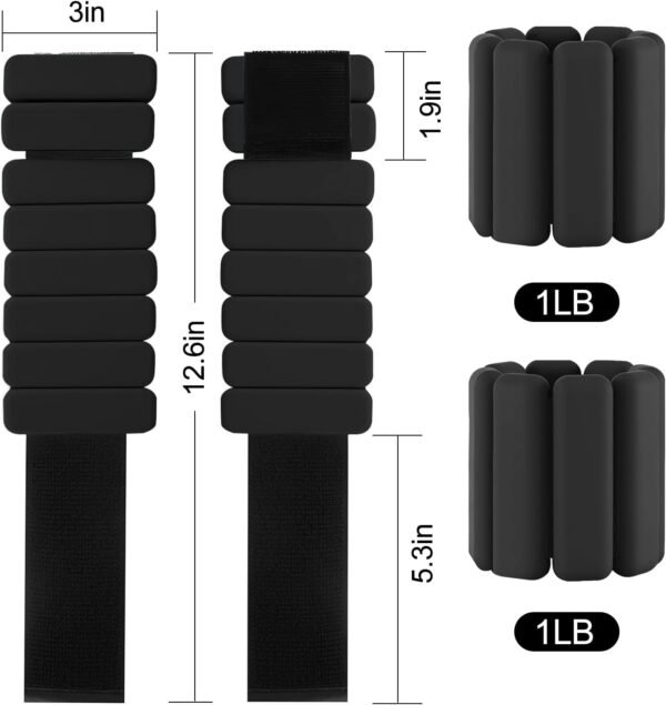 Wearable wrist weights and ankle weights ，1-2 lb. per pair， Soft touch adjustable Counterweight，ankle weights for women and man，gym Aerobic exercise, rehabilitation training, dance, swimming ，run - Image 3