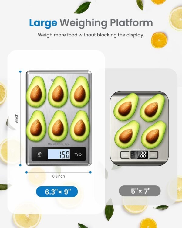 RENPHO Smart Food Kitchen Scale, Food Weight Scale with Nutritional Calculator, Digital Food Scale Grams and Ounces for Weight Loss, Calorie, Macro and Cooking, Stainless Steel - Image 8