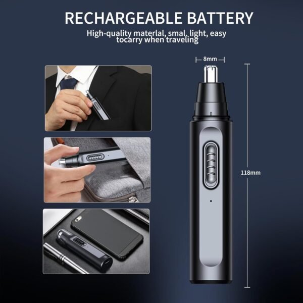 Nose Hair Trimmer for Men Women, USB Rechargeable Electric Ear Nose Hair Trimmer Clipper, Professional IPX7 Waterproof Dual Edge Blades for Easy Cleaning - Image 6