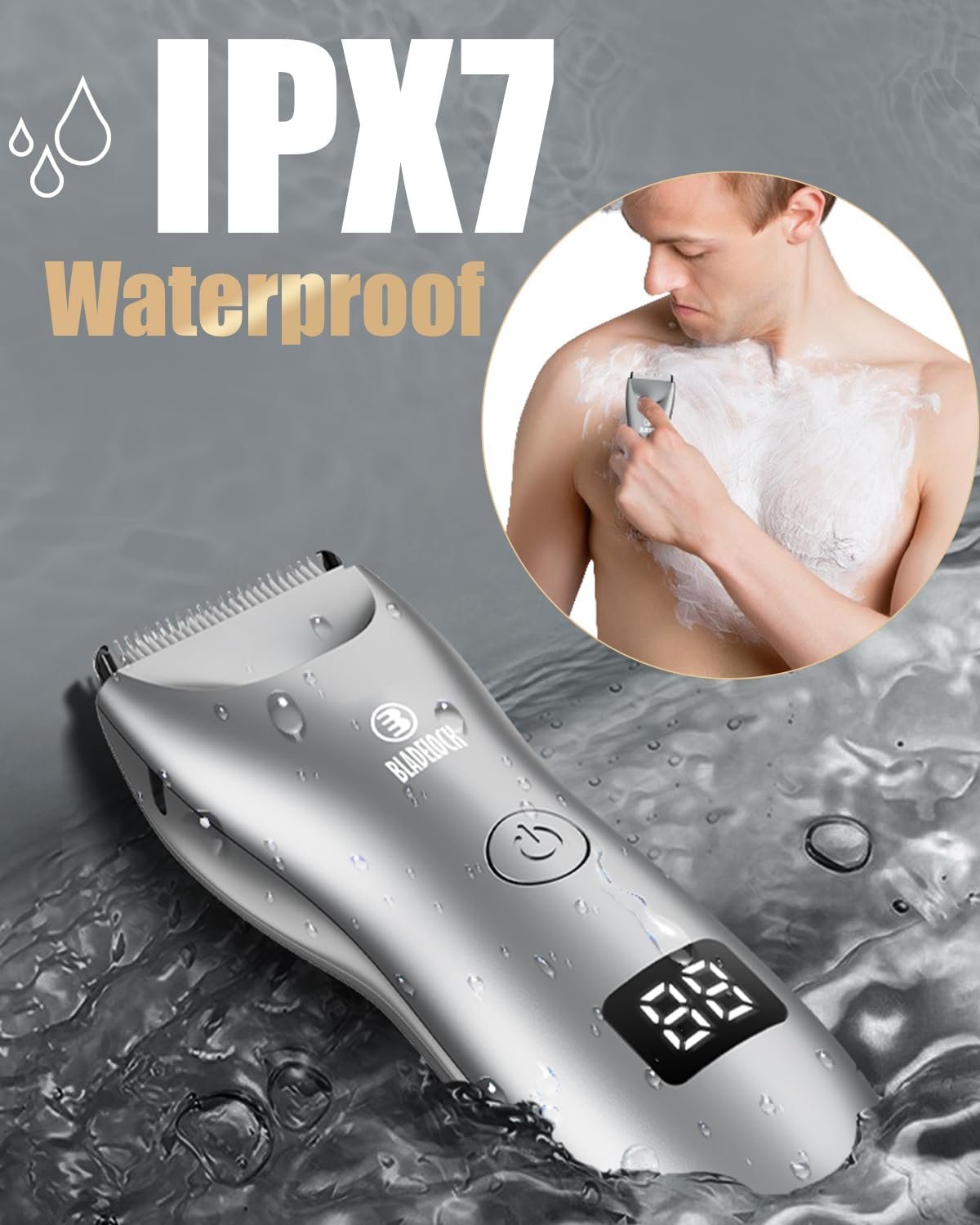 ENSSU Body Hair Trimmer for Men with Light, No Nicks Ball Trimmer Men Waterproof, Pubic Groin Hair Trimmer for Men Rechargeable Body Groomer with Standing Recharge Dock,LED Display - Image 6