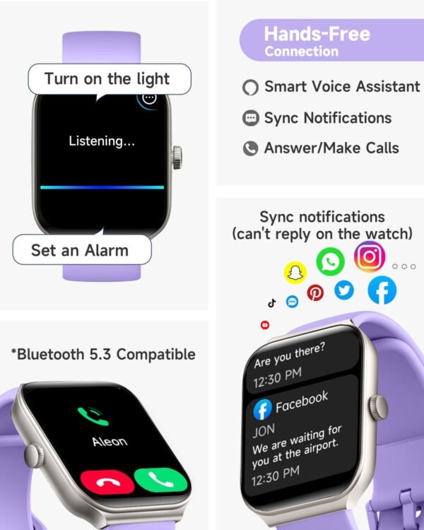 Smart Watch for Women Alexa Built-in, 1.95" Fitness Tracker with Answer/Make Calls, IP68 Waterproof/Heart Rate/Sleep Tracker/100 Sport Modes, Fitness Watch Compatible Android iOS - Image 3