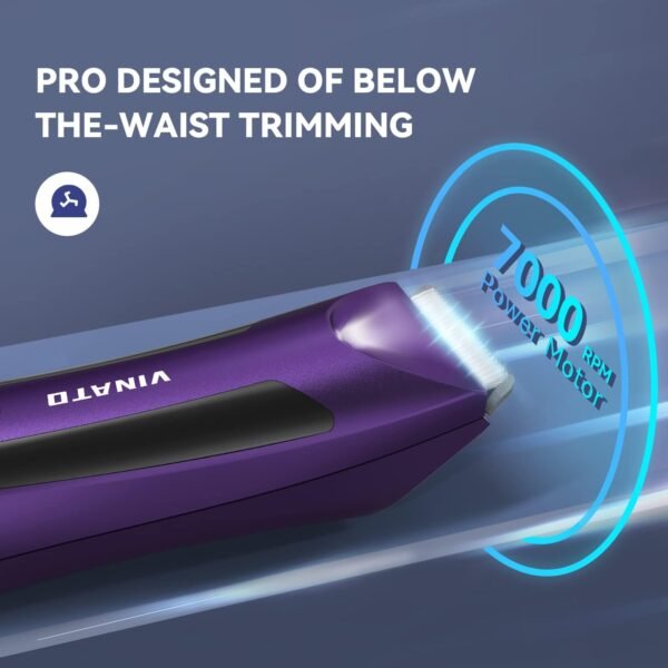 VINATO Electric Body Hair Trimmer - Manscape Ball Trimmer, Groin Hair Trimmer for Men, Waterproof Ball Shaver, USB Recharge Dock Replaceable Ceramic Blade, 90 Mins Battery Life - Image 5