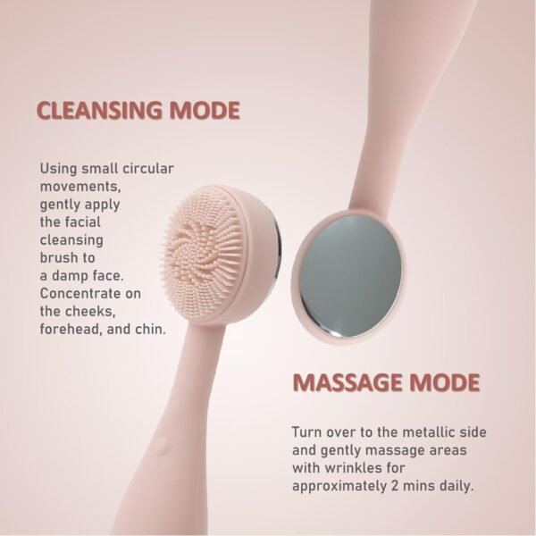 Facial Cleansing Brush,Silicone Face Scrubber Exfoliator for Women Men,Waterproof Sonic Vibrating Face Brush Cleanser for Deep Cleansing,Gentle Exfoliating and Massaging-Pink - Image 5