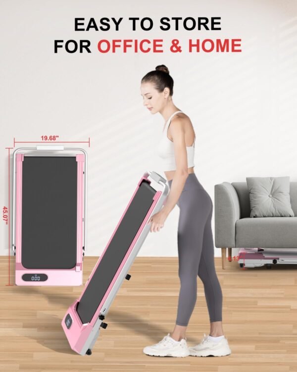 Foldable Walking Pad Treadmill, 6.2MPH Folding Treadmill Under Desk with Handle Bar for Office Home, 2.5HP Running Machine with Remote Control, Safety Lock, 300LBS Weight Capacity - Image 9
