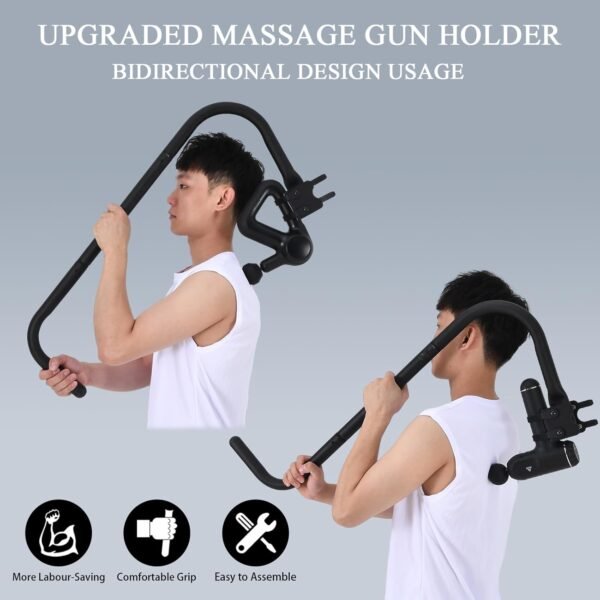 Massage Gun Holder Shoulder Neck Back Handheld Self Massage Gun Mount Compatible with Most Massage Guns Professional Grade Design for Hard to Reach Areas - Gift for Women & Men - Image 3