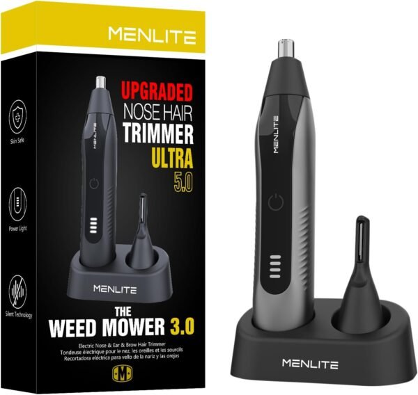 Nose Hair Trimmer for Men Women, Multi Functional Men's Beauty Set, Eyebrow, Nose Ear Trimmer, Detachable Head for Water Washing, USB-C Type Fast Charging (Grey) - Image 2