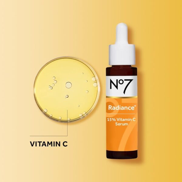 No7 Radiance+ 15% Vitamin C Serum - Face Serum for Glowing Skin - Re-energizing Vitamin C Facial Serum for Dull Skin - Skin Care Serum for Daily Use (0.84 oz) - Image 6