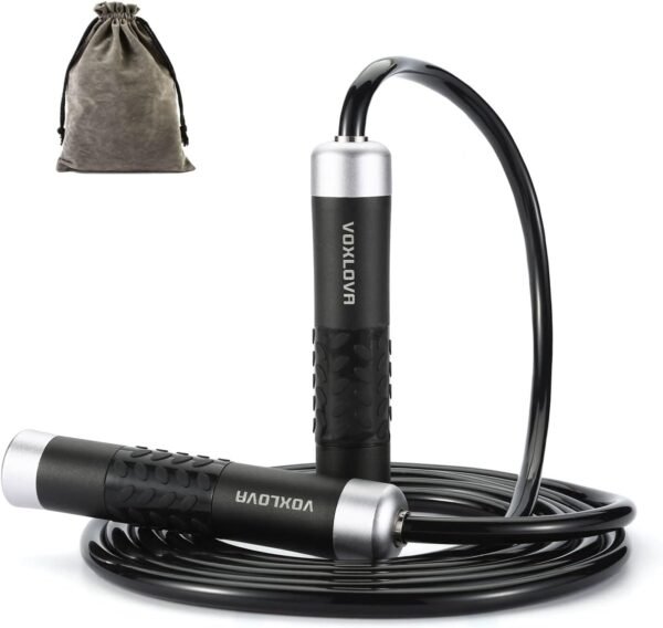 Weighted Jump Rope for Men Women - 1LB Heavy Jump Rope for Adult Fitness Workouts, Non-Slip Aluminum Handles, Ball Bearings Premium Skipping Rope Jump Rope for Exercise Boxing Crossfit Cardio Endurance and Strength Training MMA & Gym, Adjustable Length 9MM Solid PVC/Cotton Jump Rope - Image 2